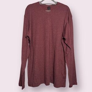 Jeff Heathered Burgundy Long Sleeve Shirt XL